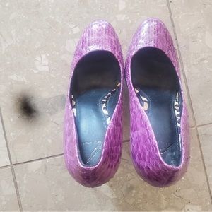 Brian Atwood multicolored snakeskin platform heels